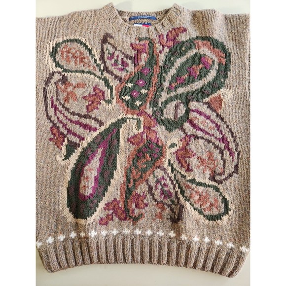 Tommy Hlfiger Chunky Wool Brown‎ Sweater Size XL Abstract Pattern - Picture 3 of 7